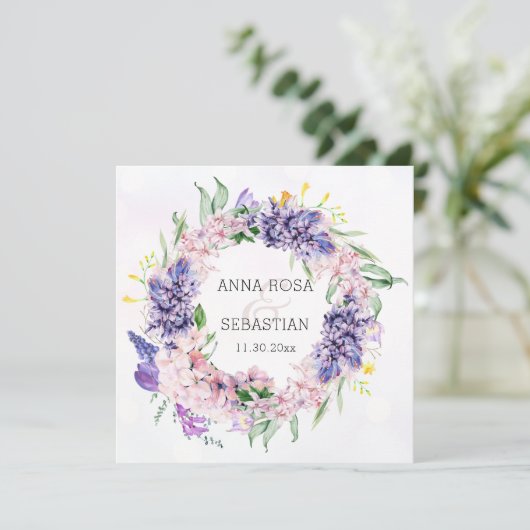 *~* Bloemenkrans Boho QR RSVP AR12 bruiloft Kaart (Staand voorkant)