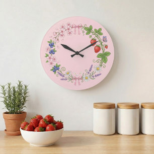 Bloemenkrans botanische acryl wandklok