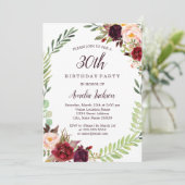 Bloemenkrans Bourgogne 30e verjaardag Kaart (Staand voorkant)