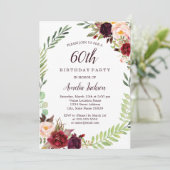 Bloemenkrans Bourgogne 60ste verjaardag Kaart (Staand voorkant)