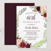 Bloemenkrans Bourgogne 60ste verjaardag Kaart (Voorkant / Achterkant)