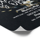 Bloemenkrans bruiloft De bar is open Drink Menu Poster (Hoek)