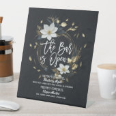 Bloemenkrans bruiloft De bar is open Drink Menu Reclamebord Met Voetstuk (Insitu)