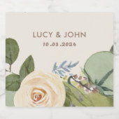  bloemenkrans bruiloft gunst blush Roos Sparkling Wijnetiket (Enkel label)