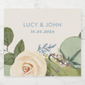  bloemenkrans bruiloft gunst blush Roos Sparkling Wijnetiket (Enkel label)