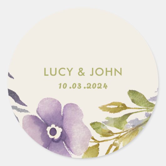  bloemenkrans bruiloft gunst Labels lavendel (Voorkant)