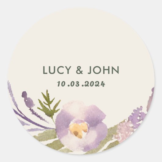  bloemenkrans bruiloft gunst Labels lavendel (Voorkant)