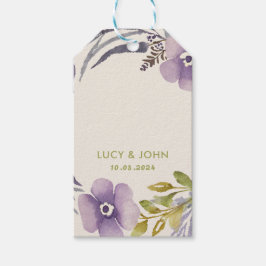 bloemenkrans bruiloft gunst Labels lavendel Cadeaulabel