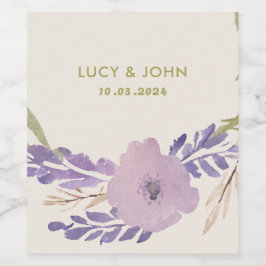 bloemenkrans bruiloft gunst Labels lavendel Wijn Etiket