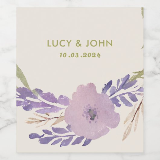  bloemenkrans bruiloft gunst Labels lavendel Wijn Etiket (Enkel label)