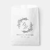 Bloemenkrans bruiloft Initiaal Monogram Bedankzakje (Voorkant)