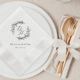 Bloemenkrans bruiloft Initiaal Monogram papier Servet