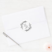 Bloemenkrans bruiloft Initiaal Monogram Ronde Sticker (Envelop)