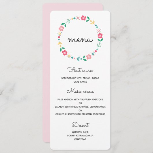 Bloemenkrans bruiloft kaart (Voorkant / Achterkant)