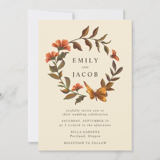  Bloemenkrans bruiloft Kaart (Voorkant)