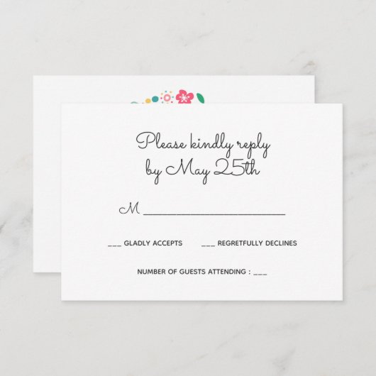 Bloemenkrans bruiloft RSVP-kaart RSVP Kaartje (Voorkant / Achterkant)