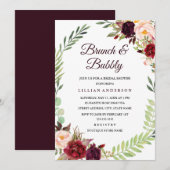 Bloemenkrans Brunch en Bubbly Vrijgezellenfeest Kaart (Voorkant / Achterkant)