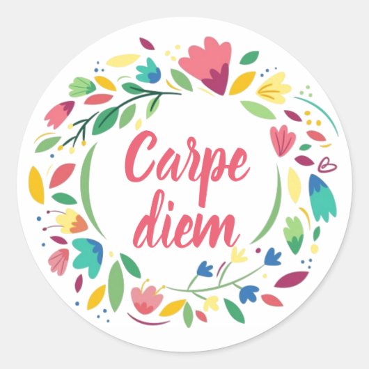 Bloemenkrans Carpe Diem Stickers (Voorkant)