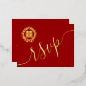 Bloemenkrans Chinese bruiloft RSVP kaart (Voorkant / Achterkant)