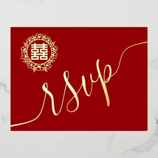 Bloemenkrans Chinese bruiloft RSVP kaart (Voorkant)