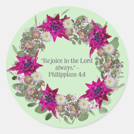 Bloemenkrans Christelijk Inspirerend Quote Ronde Sticker (Voorkant)