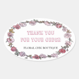  bloemenkrans Custom Business Dank u Ovale Sticker