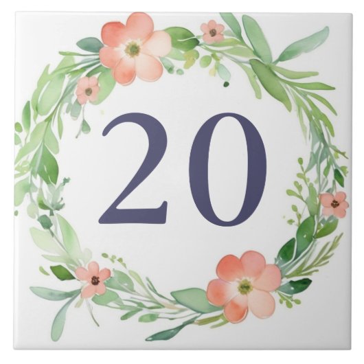 Bloemenkrans Custom House Nummer Bord Sign Tegeltje (Voorkant)