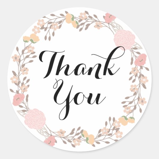 bloemenkrans dank u Sticker (Voorkant)