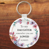 Bloemenkrans Dochter Loved Quote Foto Sleutelhanger (Voorkant)