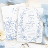  Bloemenkrans Dusty Blue Elegant Wedding Kaart