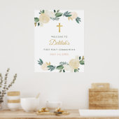 Bloemenkrans Eerste Communie Welkom Poster (Keuken)