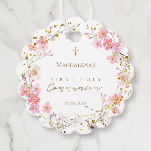 Bloemenkrans Eerste Heilige Communie Bedankjes Labels (Voorkant)
