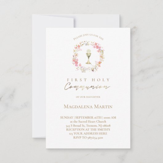 bloemenkrans | Eerste Heilige Communie Kaart (Voorkant)