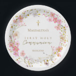 Bloemenkrans Eerste Heilige Communie Papieren Bordje<br><div class="desc">Borden van het eerste Heilige Communiedocument</div>