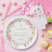 Bloemenkrans Eerste Heilige Communie Papieren Bordje (Feest)