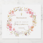 Bloemenkrans Eerste Heilige Communie Sparkling Wijnetiket (Enkel label)