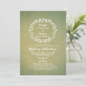  bloemenkrans Elegante bruiloft uitnodigingen (Staand voorkant)