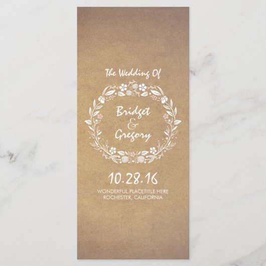  Bloemenkrans Elegante Trouwprogramma's Programmakaart (Voorkant)