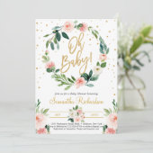 Bloemenkrans en groen Eucalyptus Oh Baby Boho Kaart (Staand voorkant)