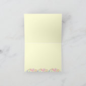 Bloemenkrans en Monogram Lichtgele Strepen Notitiekaartje (Binnen)
