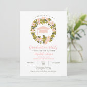 Bloemenkrans en Pet Afstuderen Uitnodiging (Staand voorkant)