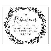 Bloemenkrans Familienaam Retouradres Hout Rubberstempel (Afrduk)
