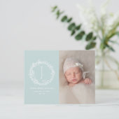 Bloemenkrans foto geboorte aankondiging briefkaart (Staand voorkant)