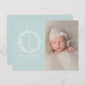 Bloemenkrans foto geboorte aankondiging briefkaart (Voorkant / Achterkant)