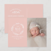 Bloemenkrans foto geboortekaartje briefkaart (Voorkant / Achterkant)