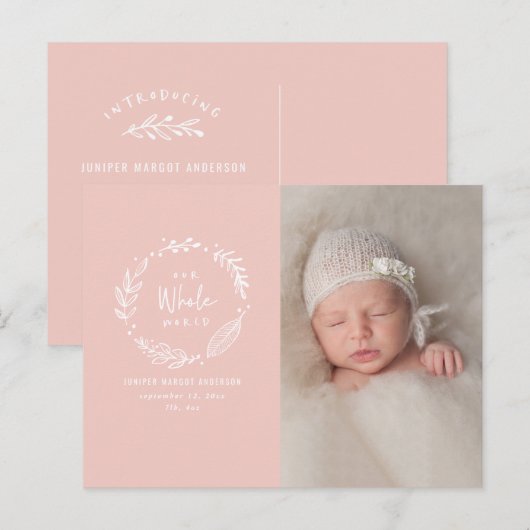 Bloemenkrans foto geboortekaartje briefkaart (Voorkant / Achterkant)