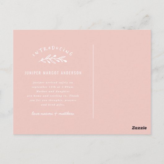 Bloemenkrans foto geboortekaartje briefkaart (Achterkant)