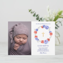 Bloemenkrans Foto Godparents Voorstelkaart Kaart