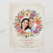 Bloemenkrans foto uitnodiging (Voorkant / Achterkant)