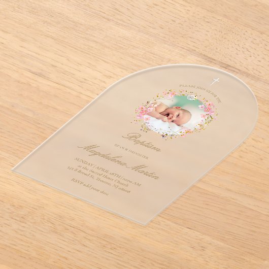 Bloemenkrans foto | uitnodiging tot doop (Laagn)